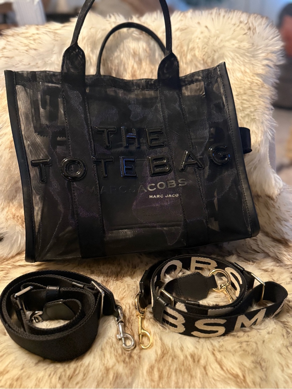 Marc Jacobs Black Mesh Tote with Removable Straps